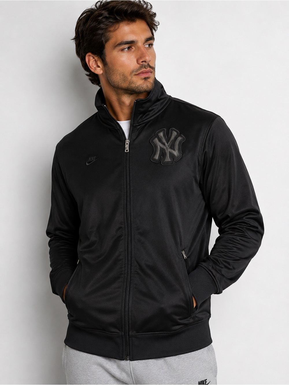 Nike New York Yankees Track Jacket - Black on Black Large